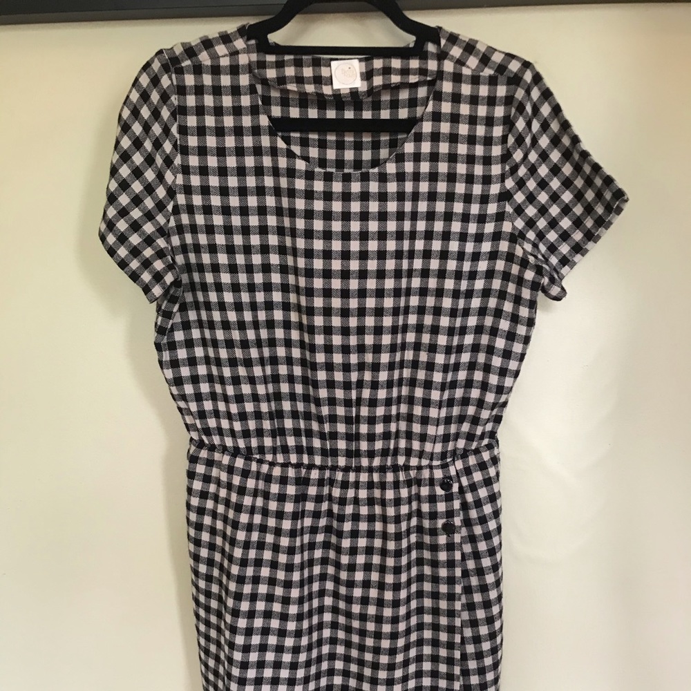 Des Petits Hauts Black and Tan gingham dress